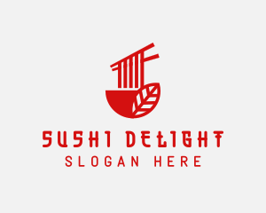 Red Noodle Asian Food Bowl logo design