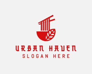 Red Noodle Asian Food Bowl logo design