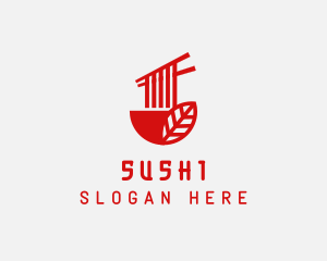 Red Noodle Asian Food Bowl logo design