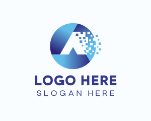 Media - Pixel Shutter Letter A logo design