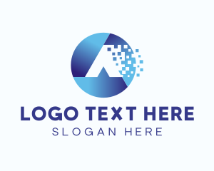 Photo Studio - Pixel Shutter Letter A logo design