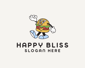 Happy Retro Burger logo design