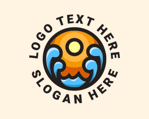 Swimming - Sun Ocean Tide logo design