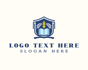 Toga Cap - Book Academy Shield logo design