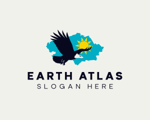Geography - Kazakhstan Map Eagle logo design