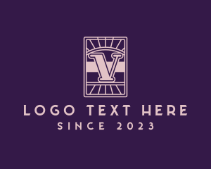 Letterpress - Retro Sunshine Letter V logo design