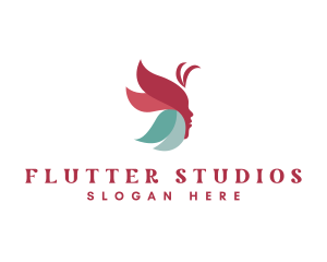 Flutter - Butterfly Wings Face logo design