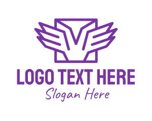 Airway - Purple Wings Letter V logo design