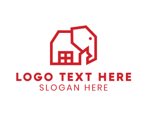 Geometric Elephant House logo design