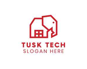 Tusk - Geometric Elephant House logo design