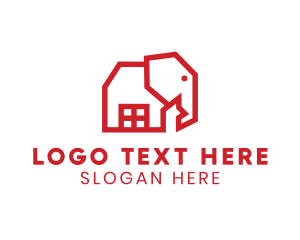 Land Developer - Geometric Elephant House logo design
