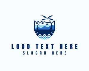 Surfing - Beach Island Getaway logo design