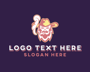 Beard - Cowboy Man Smoking logo design