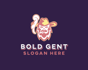 Cowboy Man Smoking logo design