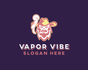 Cowboy Man Smoking logo design