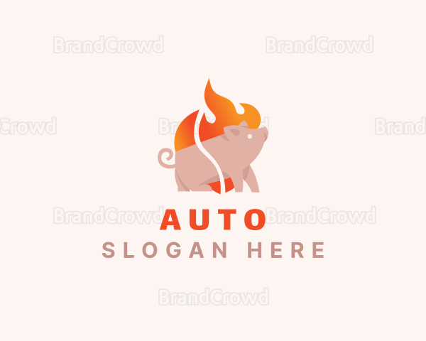 Pig Pork Flame Barbecue Logo