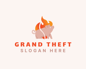 Roast - Pig Pork Flame Barbecue logo design