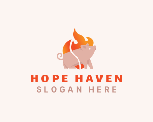 Spicy - Pig Pork Flame Barbecue logo design