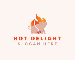 Pig Pork Flame Barbecue logo design