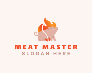 Pig Pork Flame Barbecue logo design