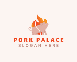 Pig Pork Flame Barbecue logo design