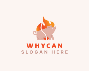 Spicy - Pig Pork Flame Barbecue logo design