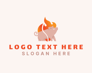 Pig Pork Flame Barbecue Logo