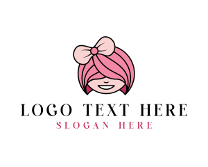 Cartoonish - Cute Girl Ribbon logo design