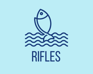 Monoline Marine Fish  Logo