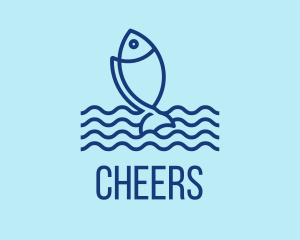 Monoline Marine Fish  Logo