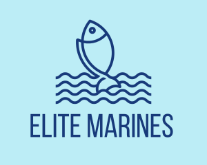 Monoline Marine Fish  logo design