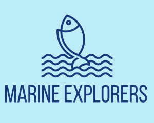 Monoline Marine Fish  logo design