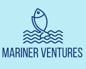 Monoline Marine Fish  logo design