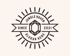 Hipster Gemstone Banner Badge logo design