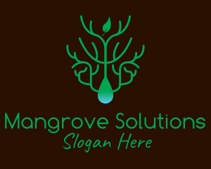 Mangrove - Eco Friendly Leaf Droplet logo design