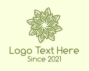 Green - Spiral Flower Line Art logo design