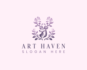 Elegant Floral Deer logo design