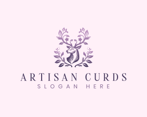 Elegant Floral Deer logo design