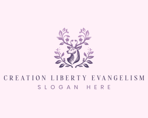 Elegant Floral Deer logo design