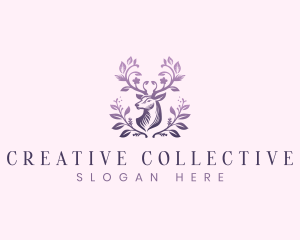 Elegant Floral Deer logo design