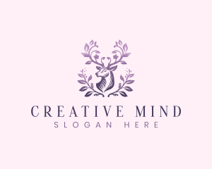 Elegant Floral Deer logo design