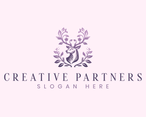 Elegant Floral Deer logo design