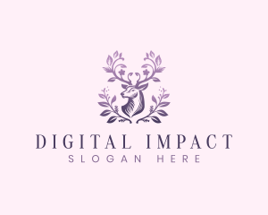 Elegant Floral Deer logo design