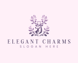 Elegant Floral Deer logo design