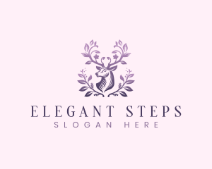 Elegant Floral Deer logo design