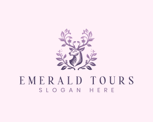 Elegant Floral Deer logo design