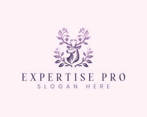 Elegant Floral Deer logo design