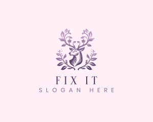 Elegant Floral Deer logo design