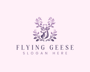 Elegant Floral Deer logo design