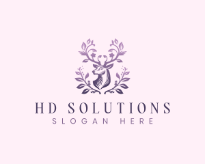 Elegant Floral Deer logo design